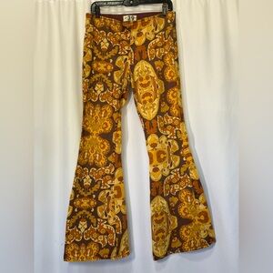 We the Free geometric Vintage-Inspired Women's Flared Pants in Mustard Brown